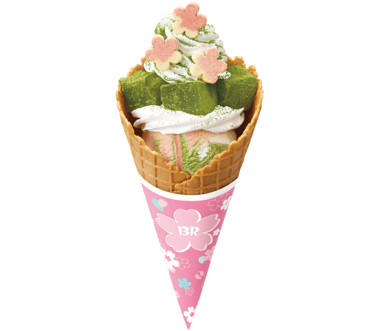 お花見わらびもちサンデー ワッフルコーン