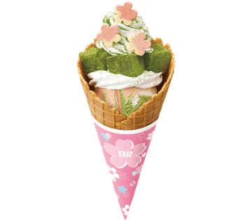 お花見わらびもちサンデー ワッフルコーン